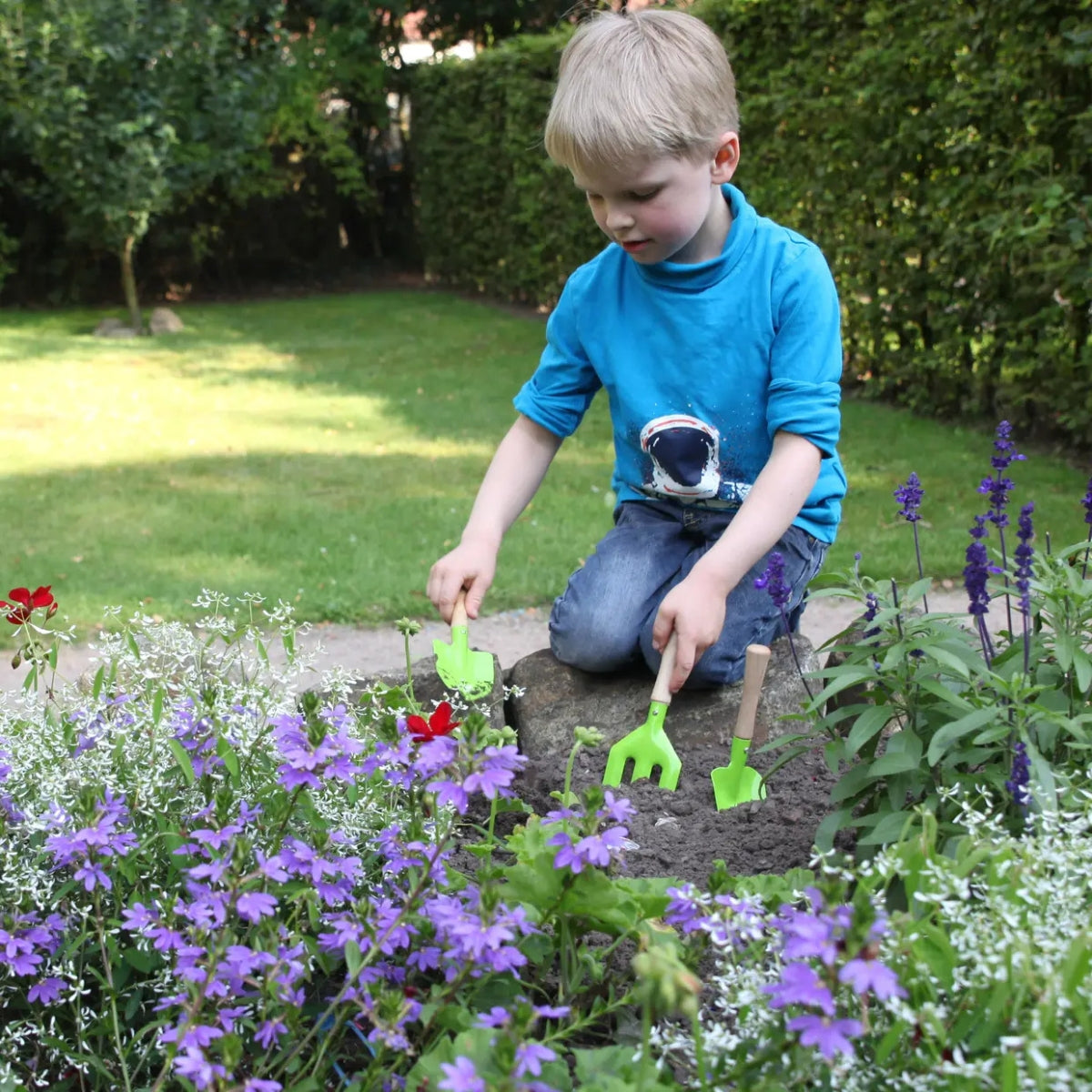 esschert-design-jardinage-set-3-outils-enfant-bois-21-cm image 2