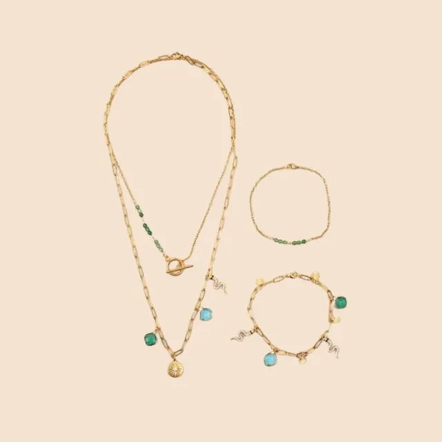 graine-cr-ative-kit-bijoux-diy-acier-parure-verte-dor image 1