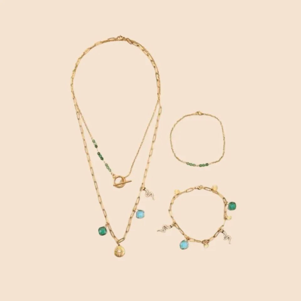 graine-cr-ative-kit-bijoux-diy-acier-parure-verte-dor image 1