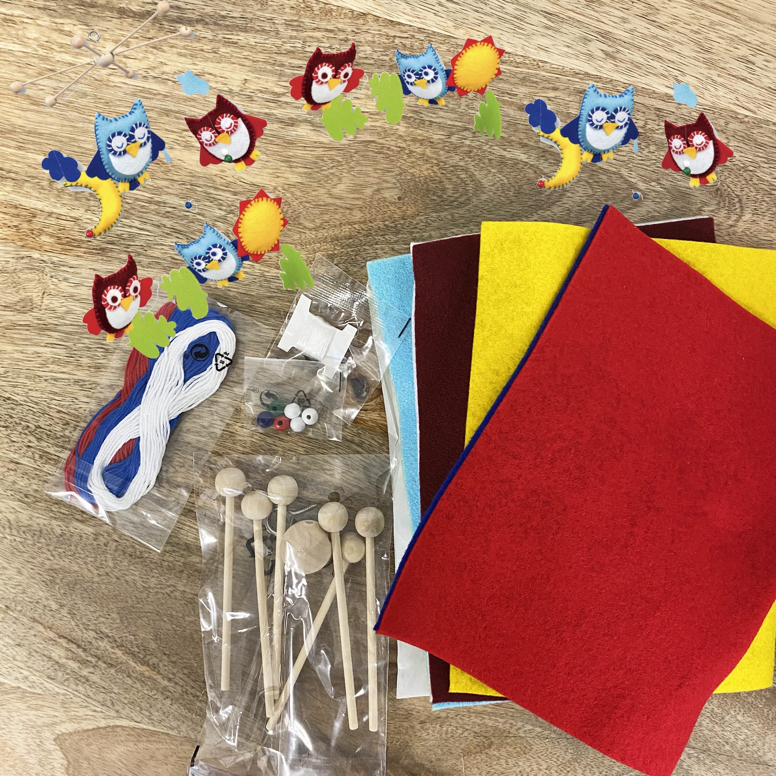 kit-mobile-hiboux-faire-soi-m-me-feutrine-19-pi-ces image 2