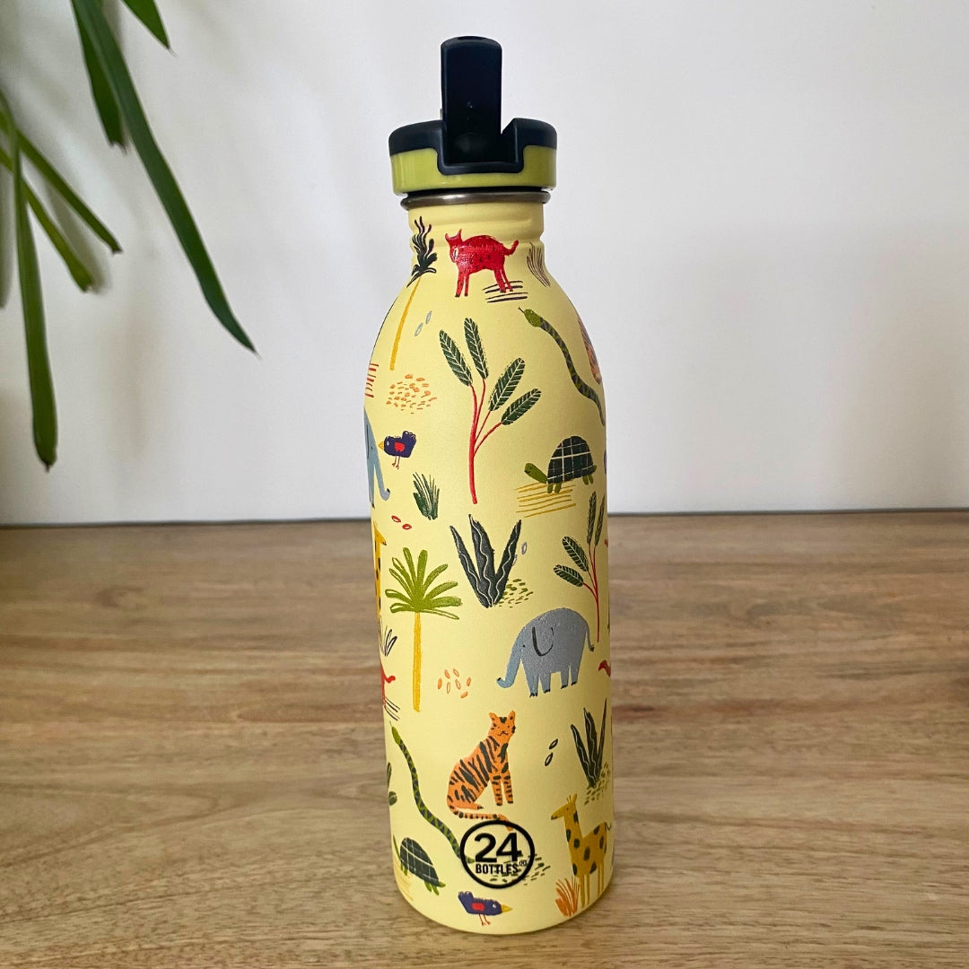 24-bottles-gourde-kids-jungle-500-ml-inox-paille image 1