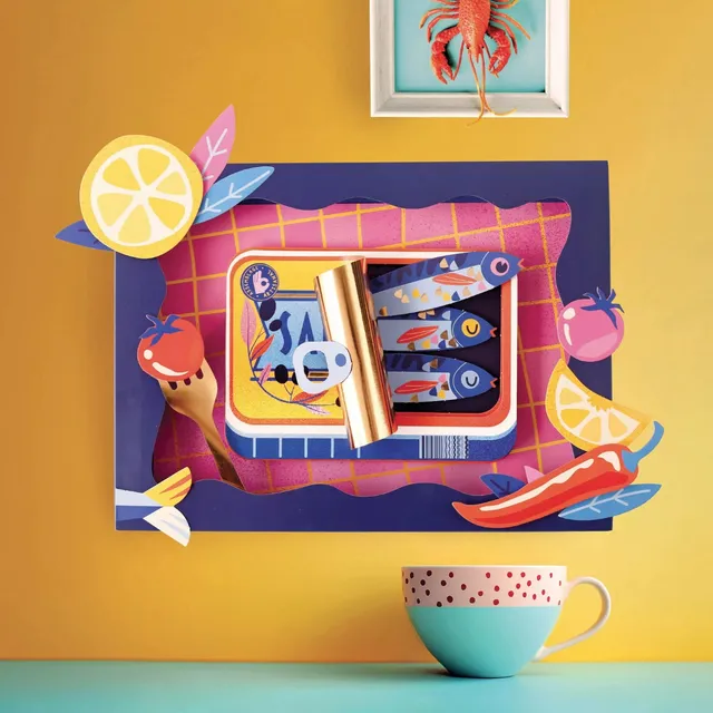 graine-cr-ative-cadre-3d-papier-sardines-kit-cr-atif image 1