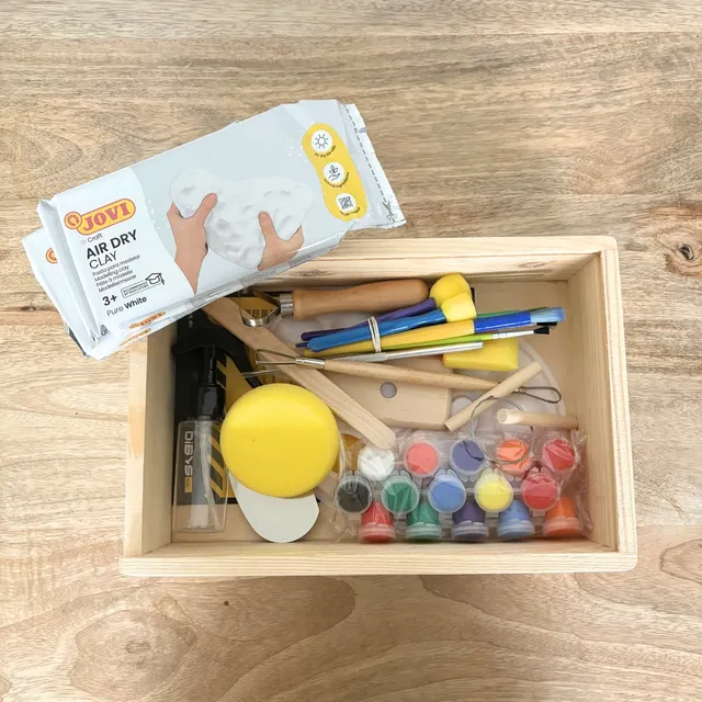 dibys-kit-poterie-argile-blanche-ustensiles-peinture image 1