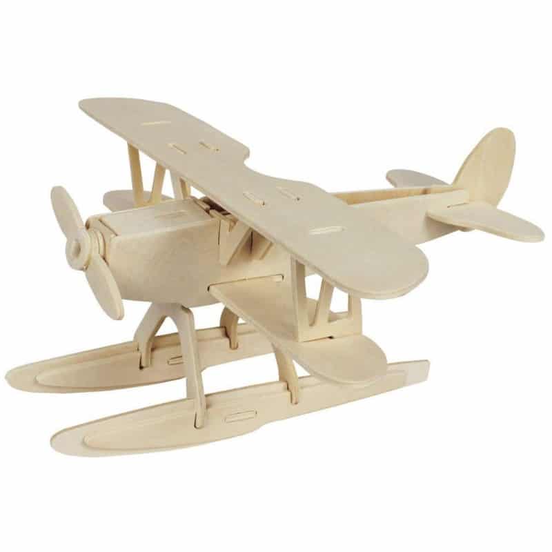puzzle-3d-bois-hydravion-28-pi-ces-peindre-enfant image 1