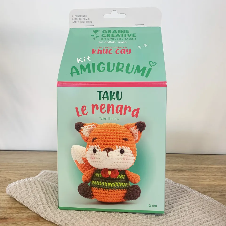 kit-amigurumi-petit-renard-crochet-coton-13-cm image 1