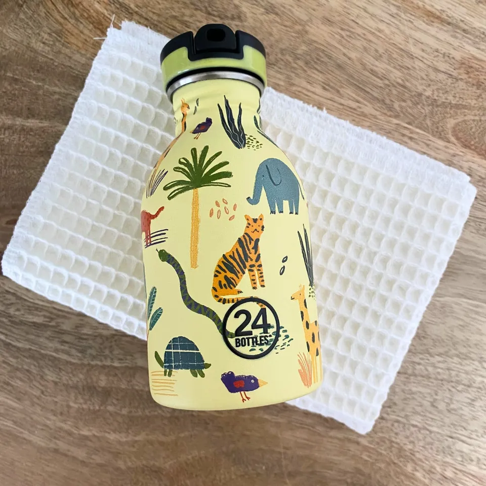 24-bottles-gourde-kids-250-ml-gourde-inox-jungle-paille image 1