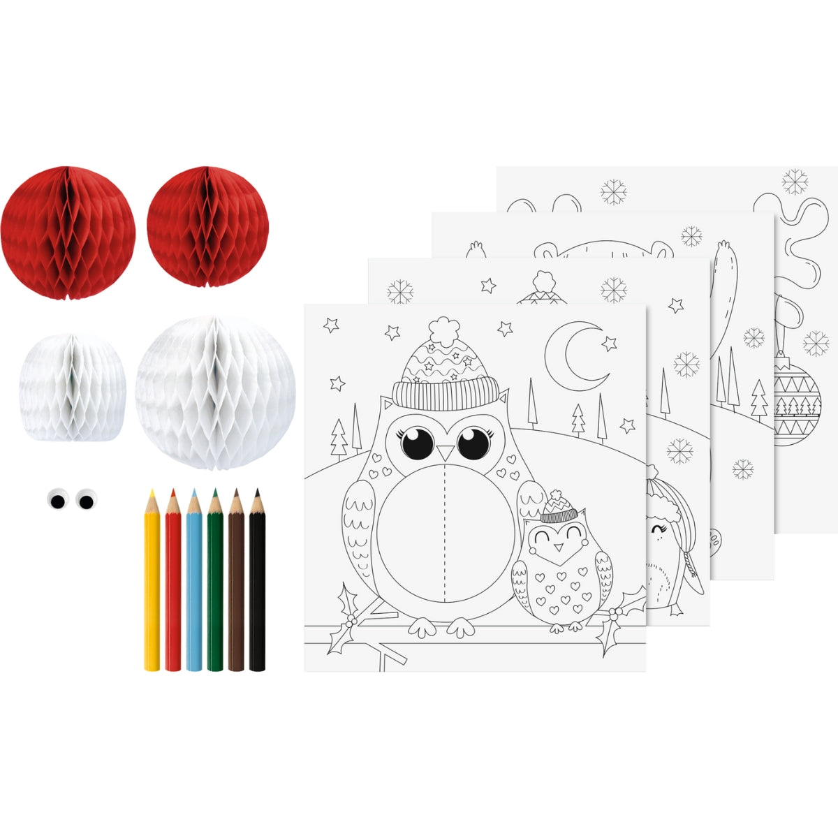 kit-coloriage-3d-animaux-de-l-hiver-cartes-crayons-enfant image 2