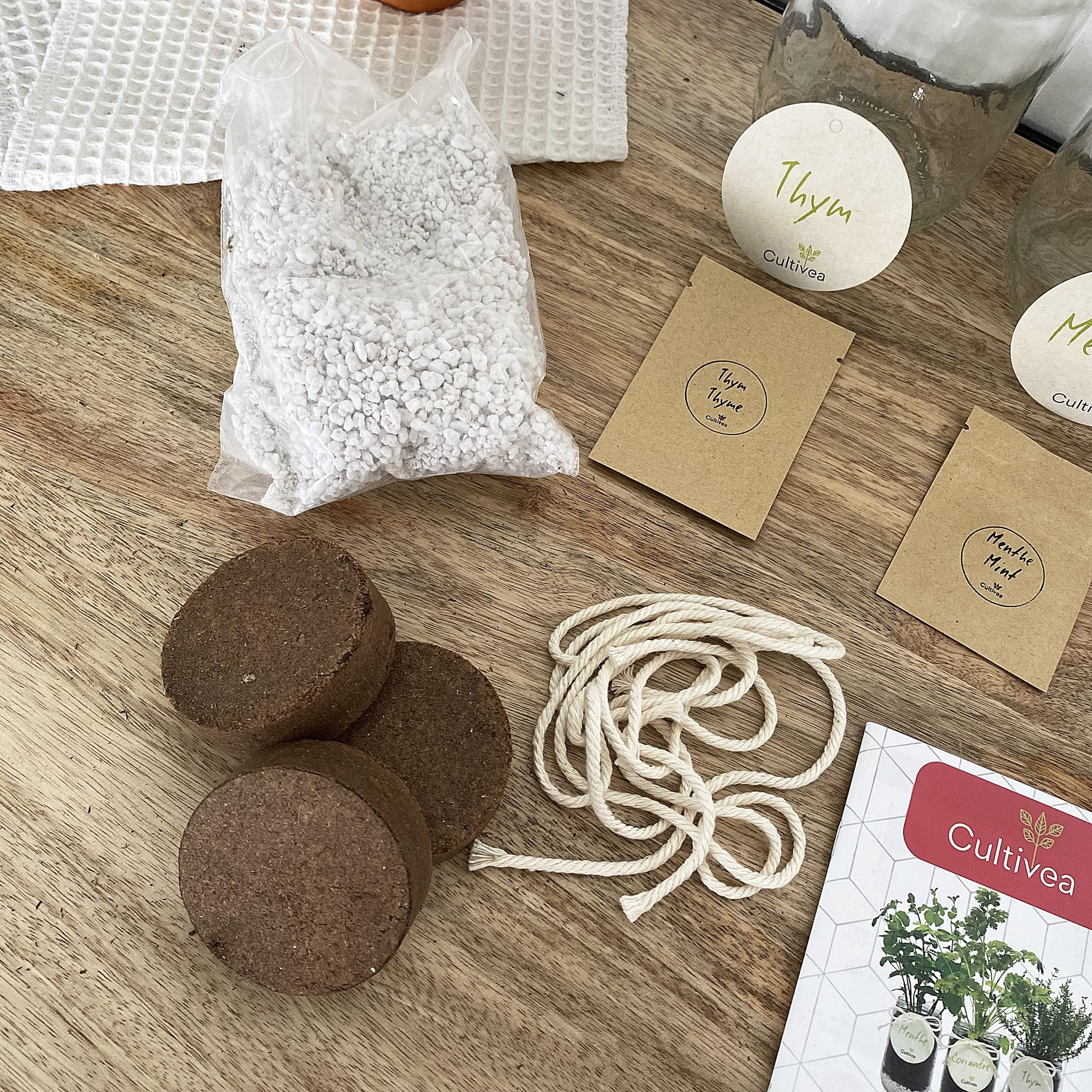 cultivea-kit-herbes-aromatiques-bio-menthe-coriandre-thym image 2