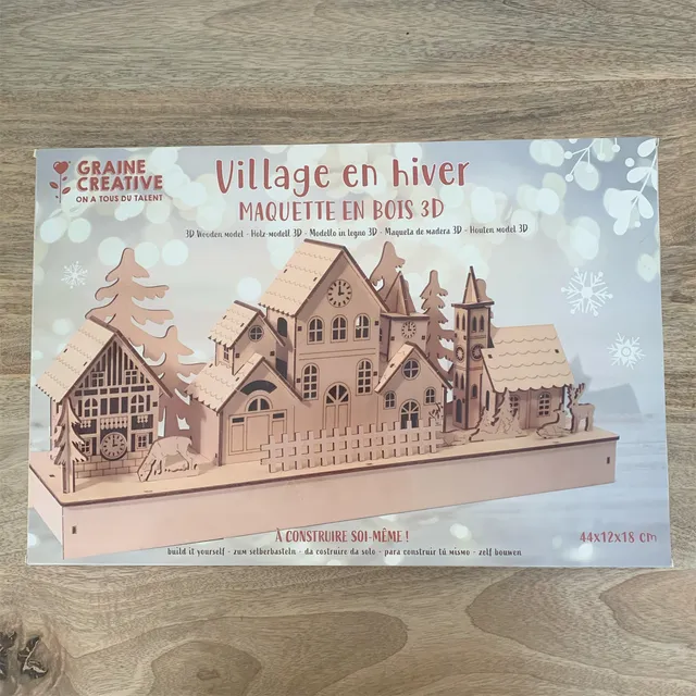 village-d-hiver-maquette-3d-bois-d-coration-no-l-44-cm image 1
