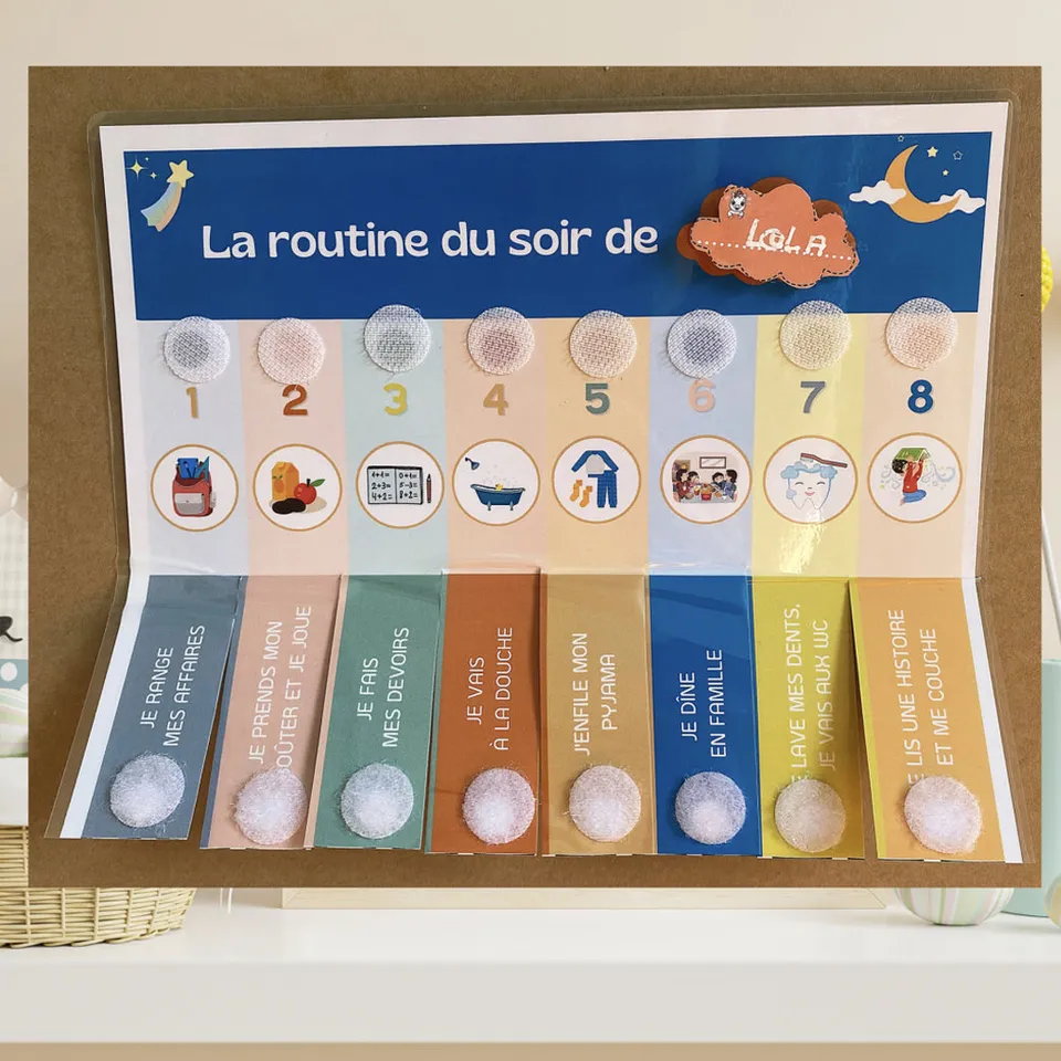 toasty-ma-routine-du-soir-enfant-tableau-montessori-8-tapes image 1