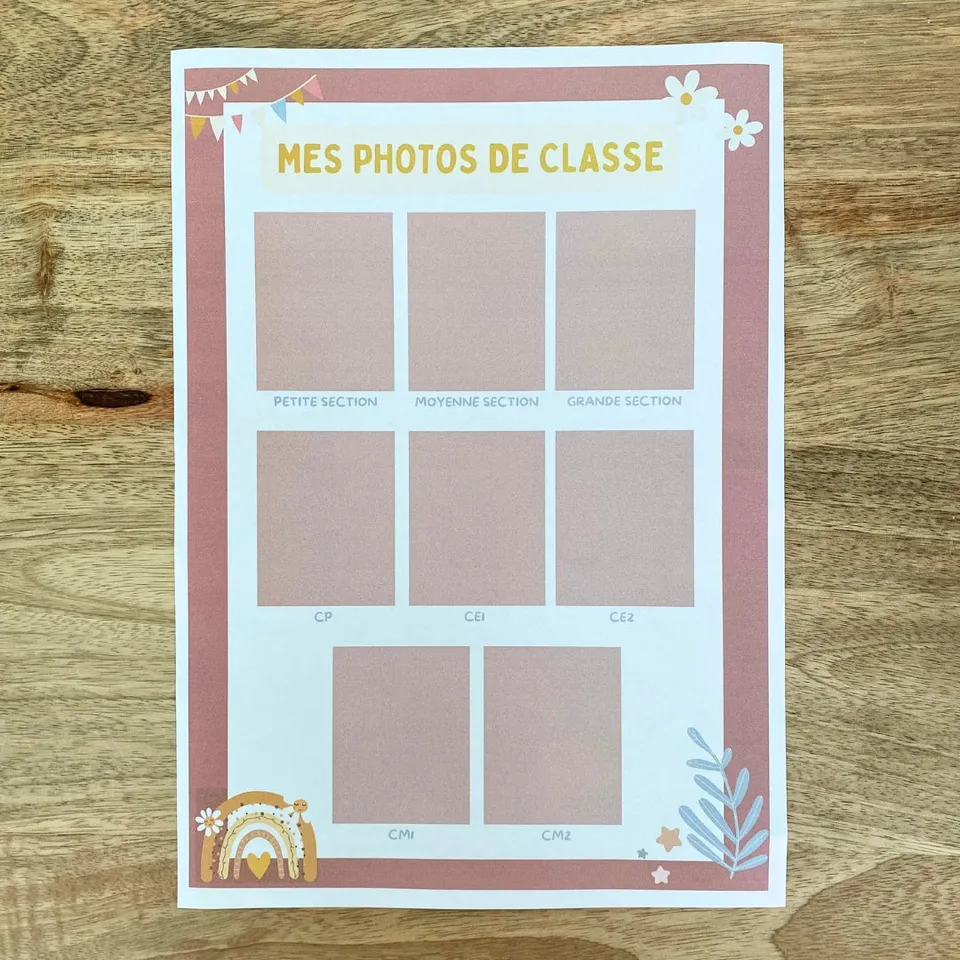 mes-courses-en-vrac-routines-mes-photos-de-classe-tableau-souvenir-fleurie image 1