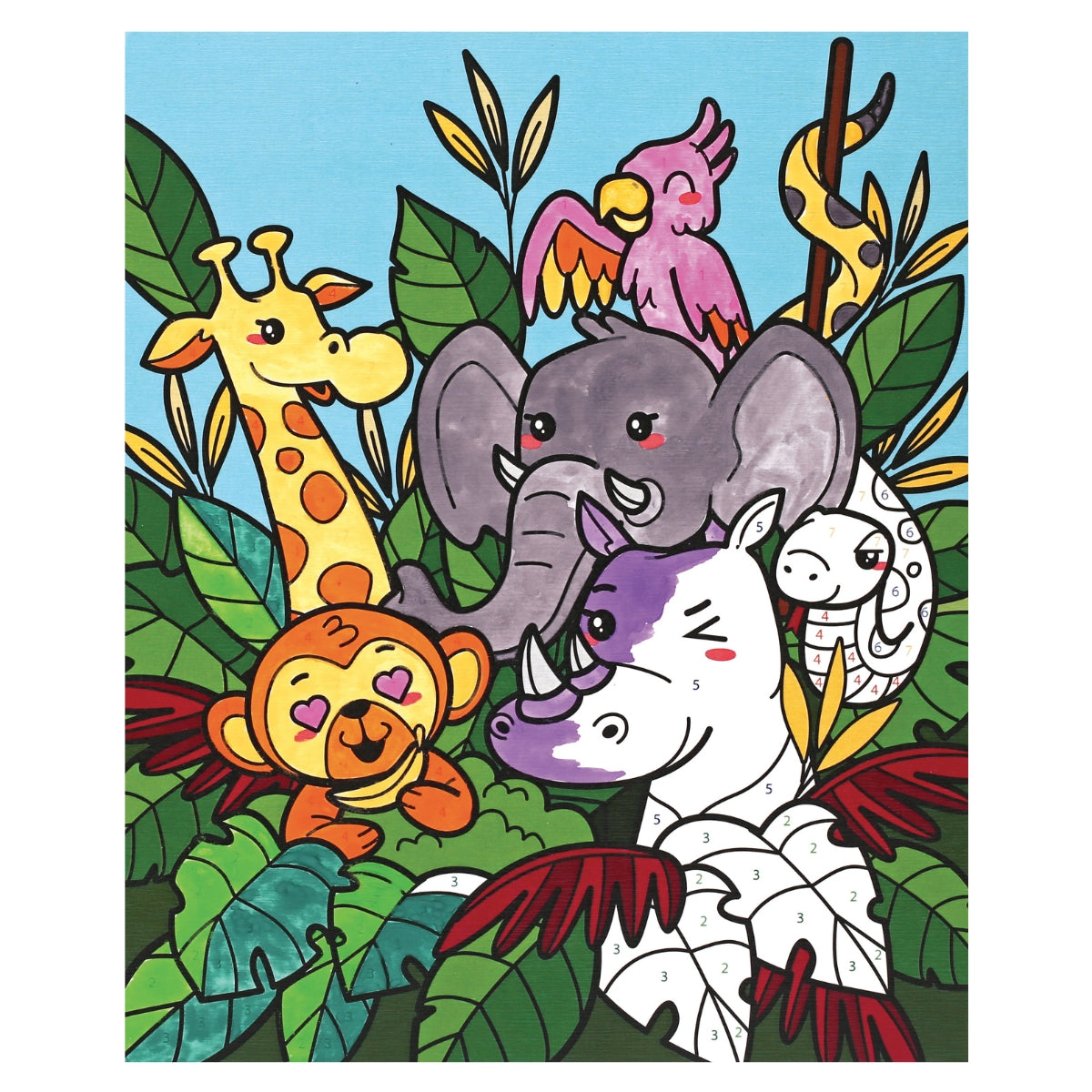 graine-cr-ative-peinture-num-ro-enfant-jungle-party-kit image 2