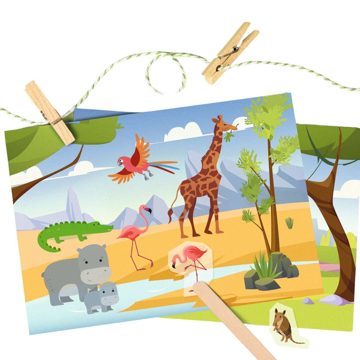 kit-cartes-transferts-animaux-du-zoo-5-cartes-stickers image 3