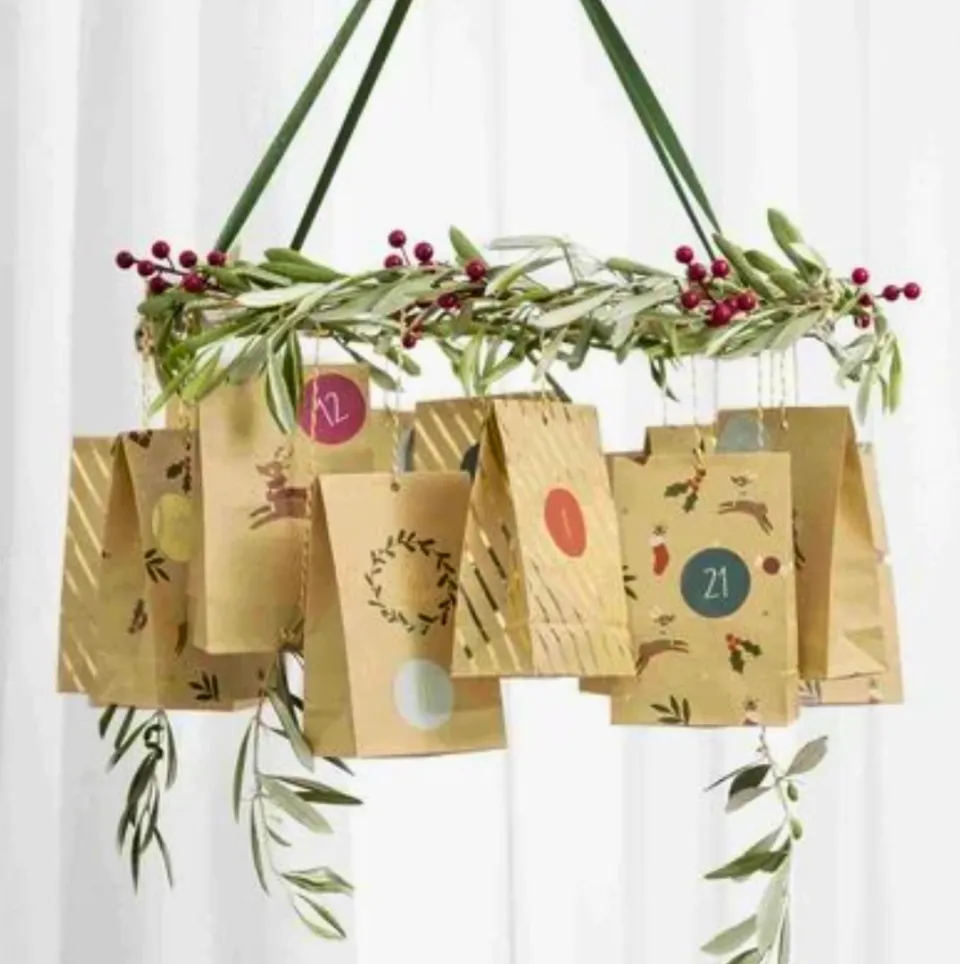 mes-courses-en-vrac-kit-calendrier-de-l-avent-kraft-dor-24-sachets image 1