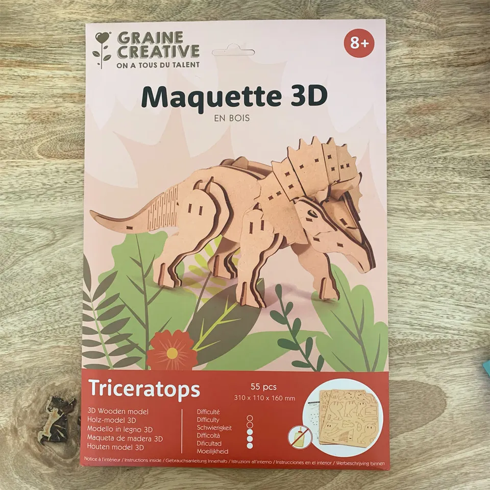 maquettes-triceratops-maquette-3d-bois-55-pi-ces-31-cm image 1