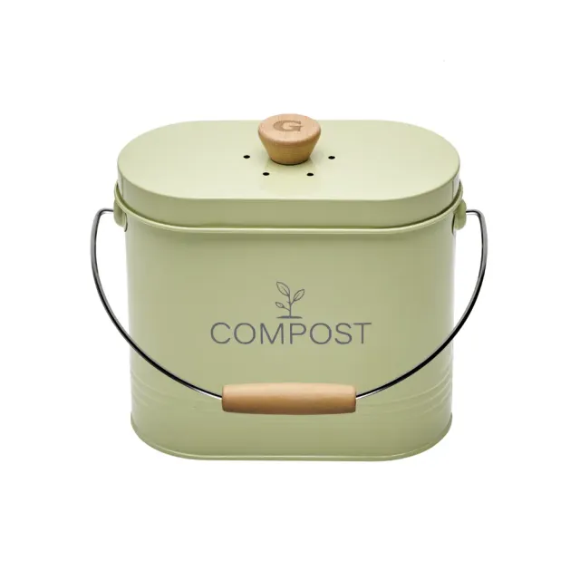 guillouard-seau-compost-ovale-3l-filtre-charbon-vert-sauge image 1