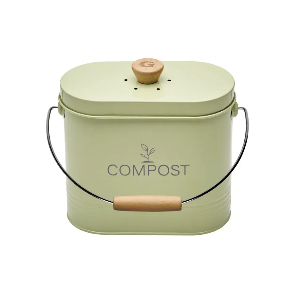 guillouard-seau-compost-ovale-3l-filtre-charbon-vert-sauge image 1