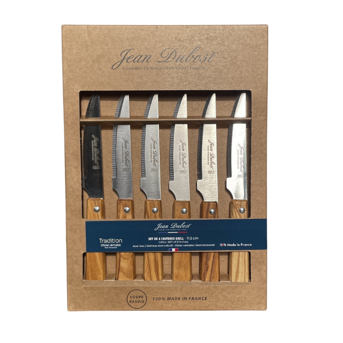 bastide-coffret-6-couteaux-grill-olivier-lame-11-5-cm image 1