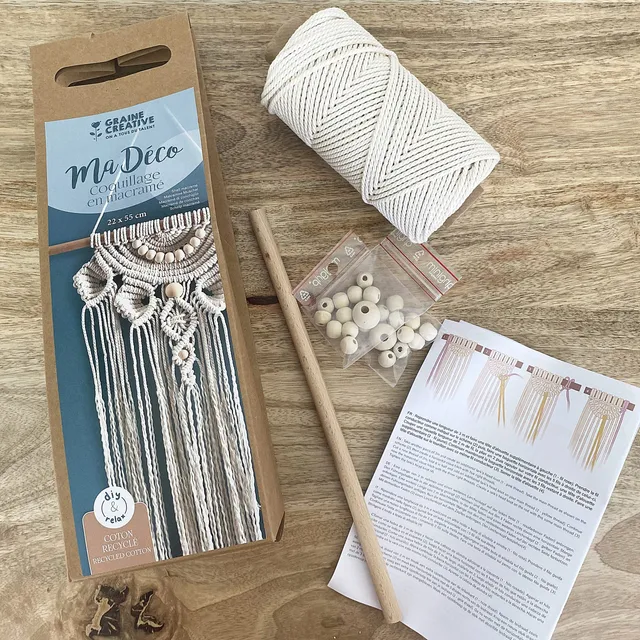kit-macram-coquillage-coton-recycl-suspension image 1