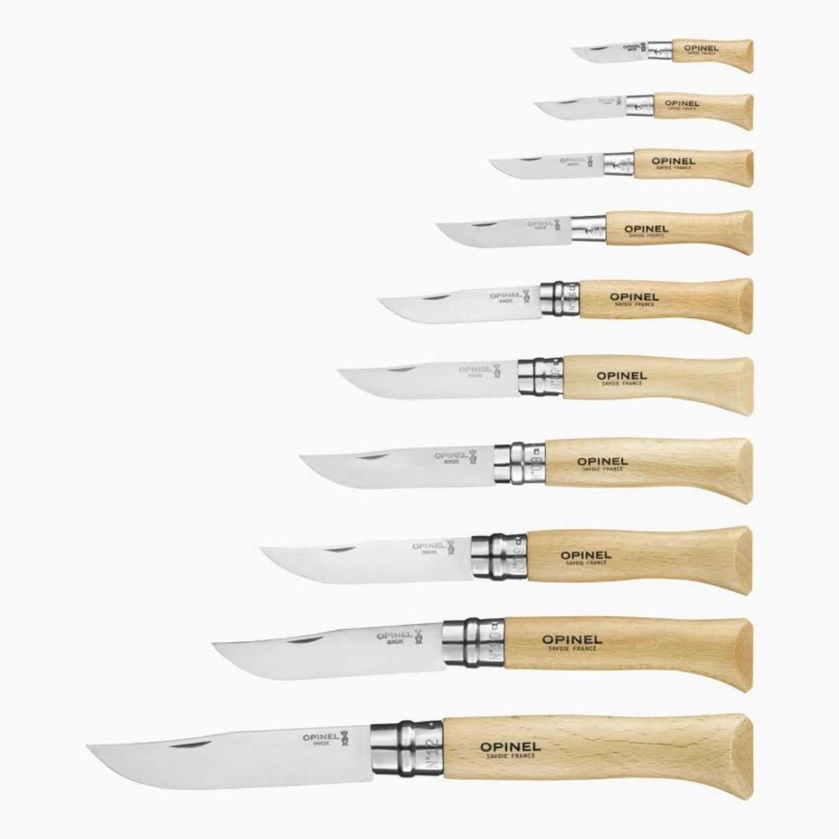 opinel-coffret-vitrine-10-couteaux-inox-n-02-n-12 image 2
