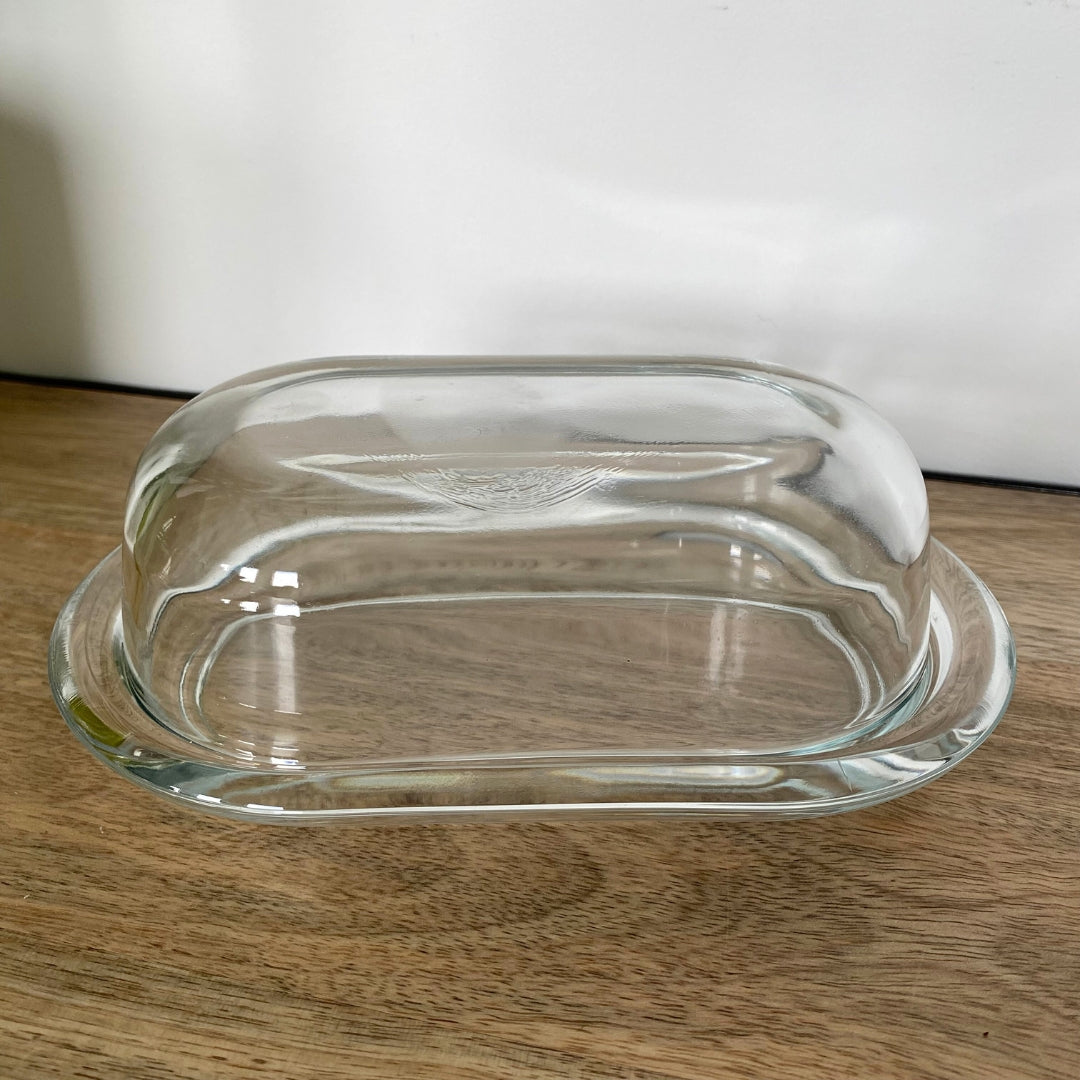 beurrier-ovale-en-verre-avec-couvercle-13-x-20-cm-transparent image 1