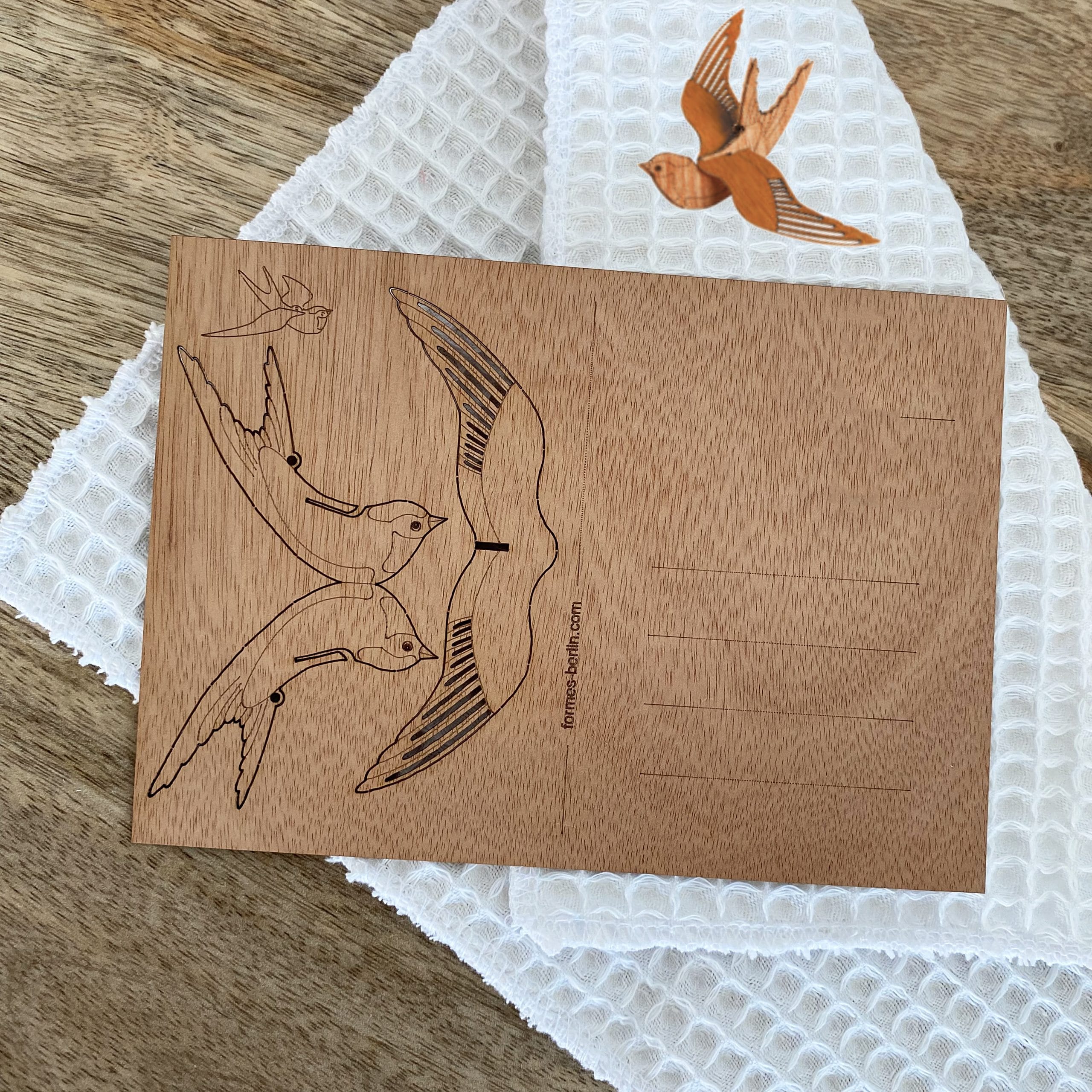 mes-courses-en-vrac-carte-en-bois-oiseau-3d-15-x-10-cm image 1