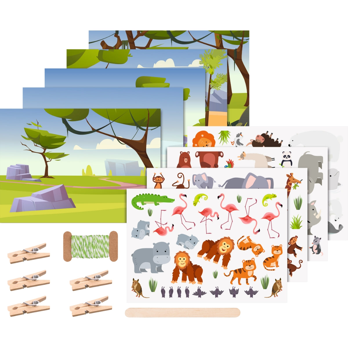 kit-cartes-transferts-animaux-du-zoo-5-cartes-stickers image 2