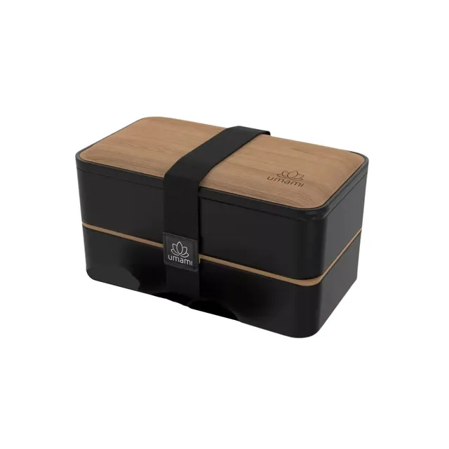 mes-courses-en-vrac-boite-repas-1-2l-noir-bois-avec-couverts image 1