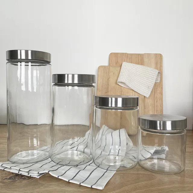 mes-courses-en-vrac-bocaux-bocal-verre-bouchon-inox-gris-700-ml image 1