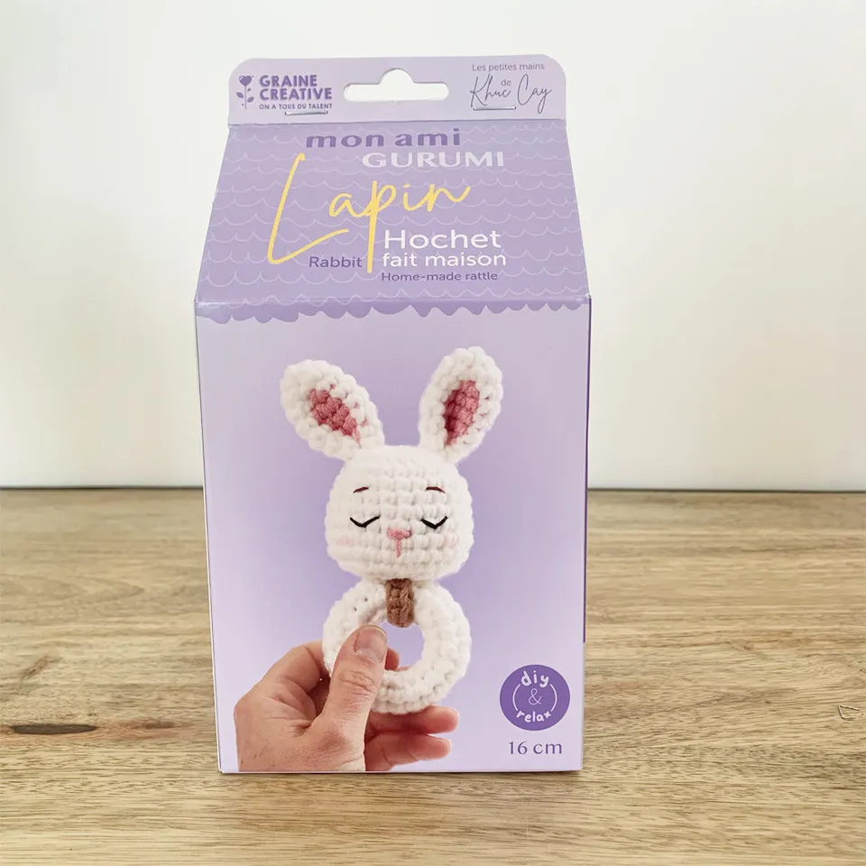 kit-amigurumi-hochet-lapin-crochet-16-cm-b-b image 1