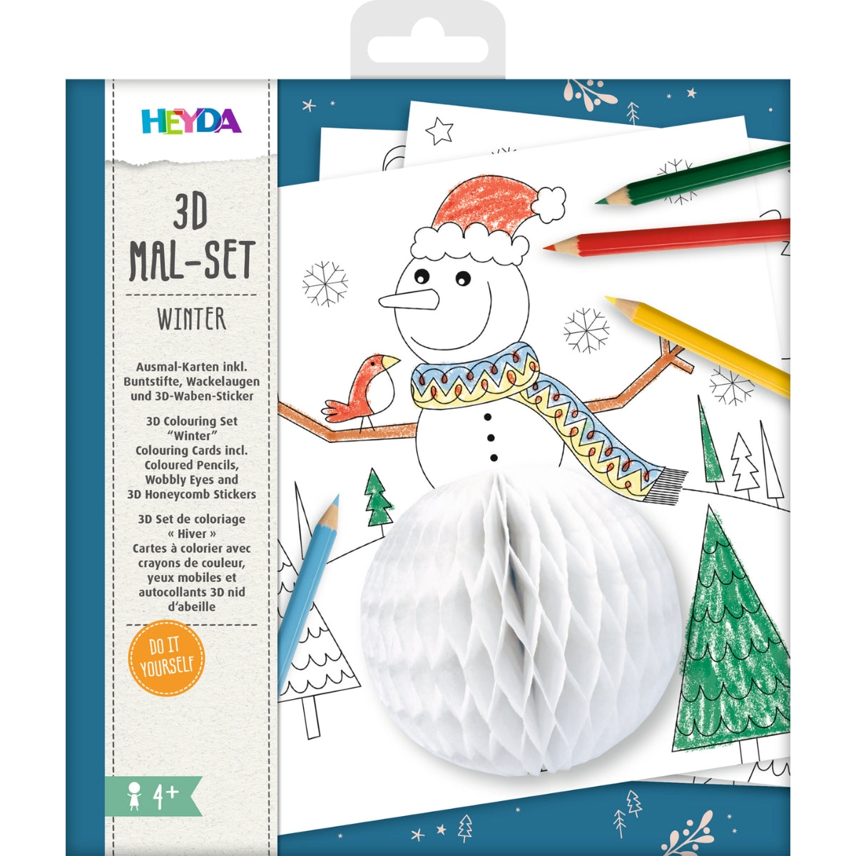 heyda-kit-coloriage-3d-hiver-15-pi-ces-cartes-et-crayons image 1