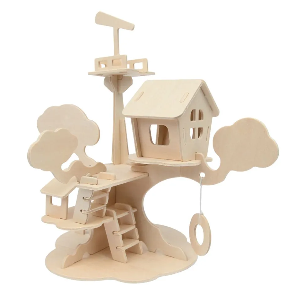 puzzle-3d-bois-cabane-dans-les-arbres-37-pi-ces-26-cm image 1