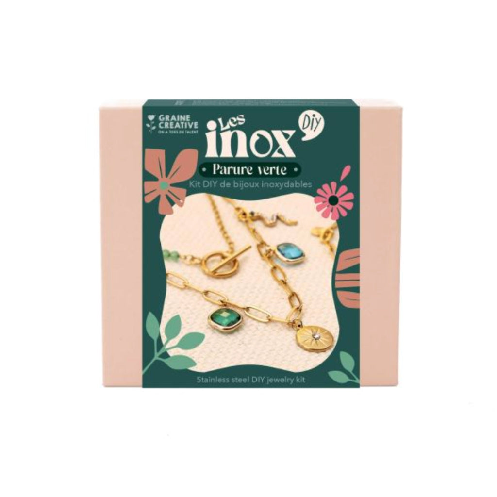 graine-cr-ative-kit-bijoux-diy-acier-parure-verte-dor image 2