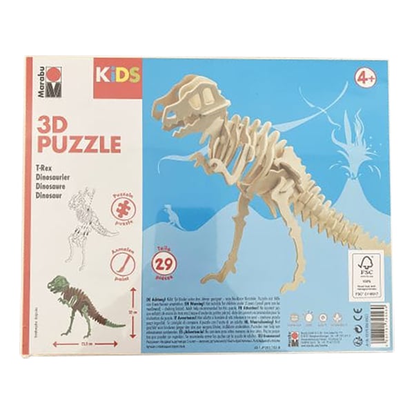 puzzle-3d-bois-dinosaure-29-pi-ces-peindre-enfant image 2