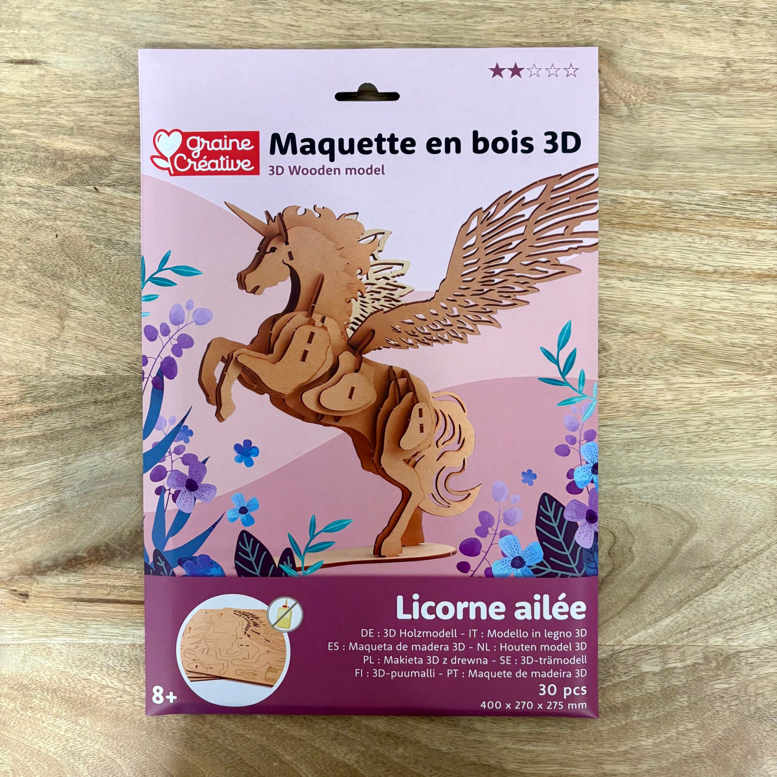 graine-cr-ative-maquette-3d-bois-licorne-ail-e-30-pi-ces-d-s-8-ans image 1