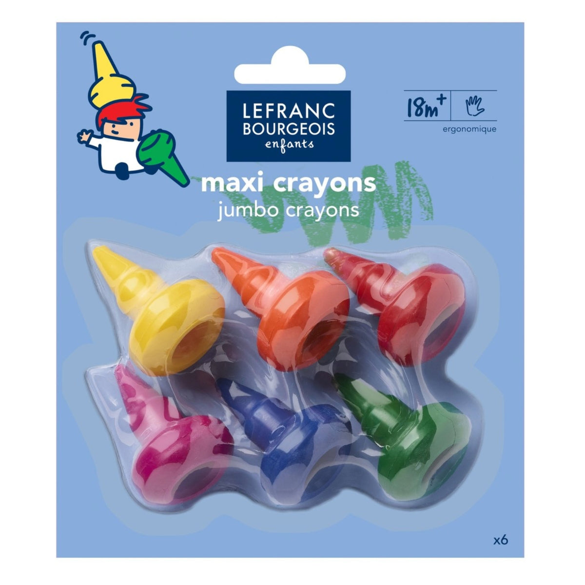 lefranc-bourgeois-maxi-crayons-de-cire-6-couleurs-enfant image 1