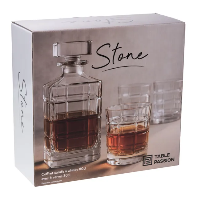 table-passion-stone-coffret-carafe-whisky-6-verres image 1