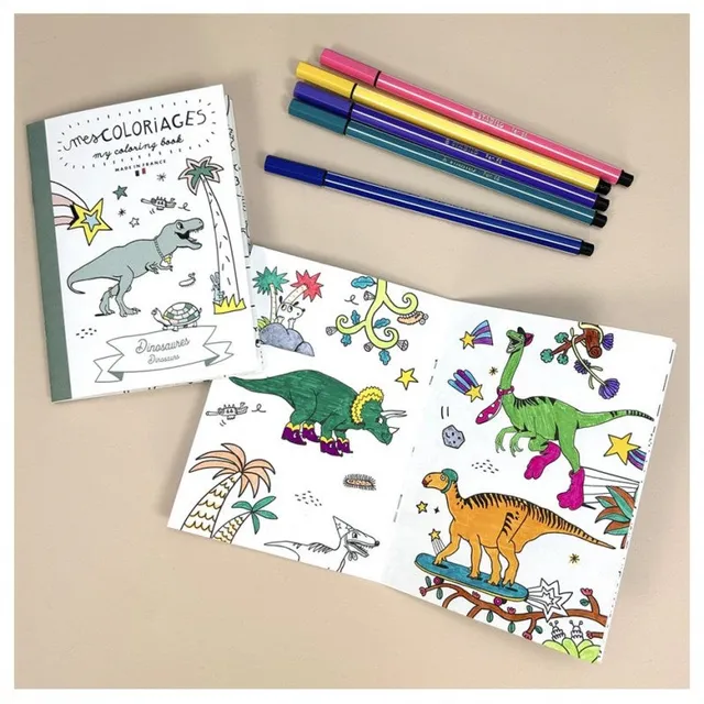 cahier-coloriage-dinosaures-16-pages-10-5x14-cm-france image 1